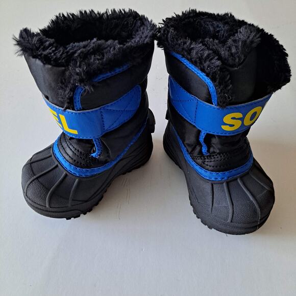 Sorel Snow Commander Insulated Waterproof Winter Boots Black Blue Toddler Size 5 - Picture 10 of 13